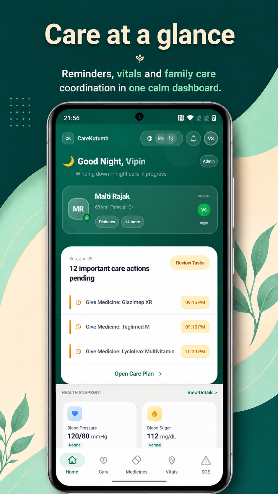 CareKutumb home screen